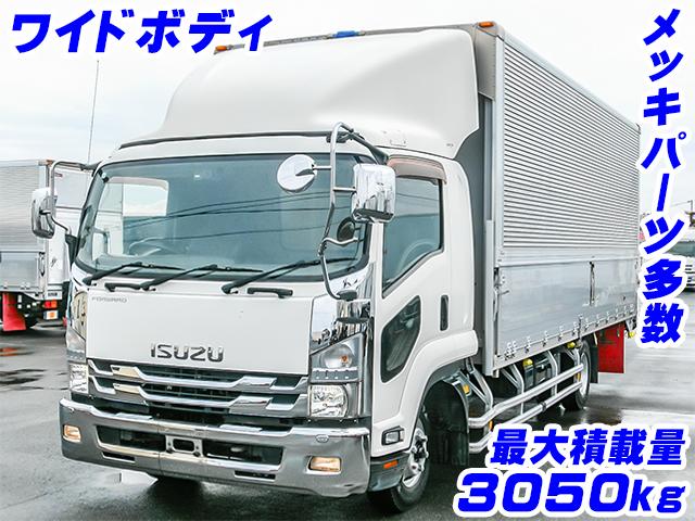 H27　いすゞ　フォワード　アルミウイング　ワイドボディ　最大積載量3050kg　ラッシングレール2段　メッキフロントバンパー　メッキコーナーパネル