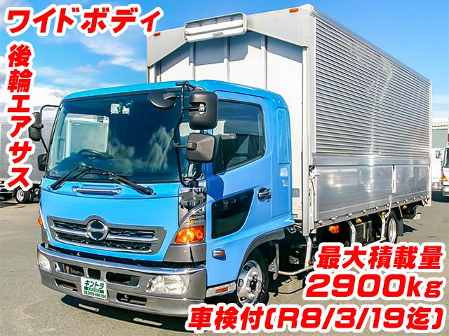 H26　日野　レンジャー　アルミウイング　ワイドボディ　最大積載量2900kg　後輪エアサス　6速MT　ラッシングレール2段　車検付