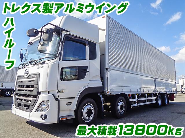 R1　UDトラックス　クオン　日本トレクス製アルミウイング　最大積載13800kg　ハイルーフ　4軸低床
