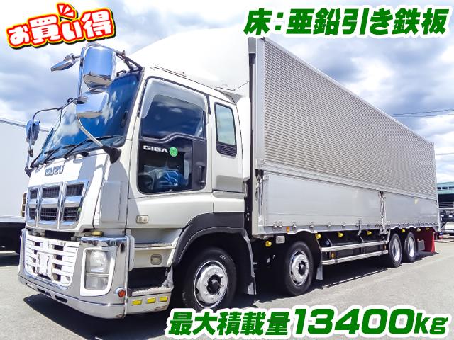 H27　いすゞ　ギガ　アルミウイング　最大積載量13400kg　床：亜鉛引き鉄板　スタンションホール　ラッシングレール2段　デフロック付き